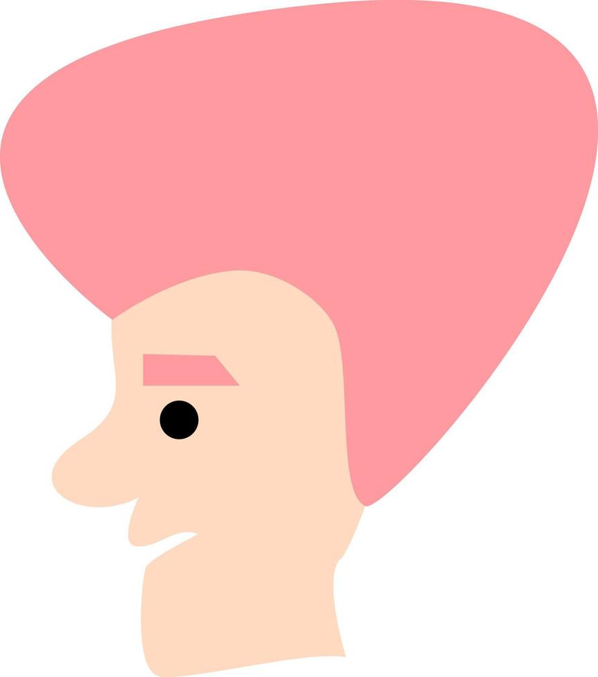 Man with high pink hair, illustration, vector, on a white background. vector