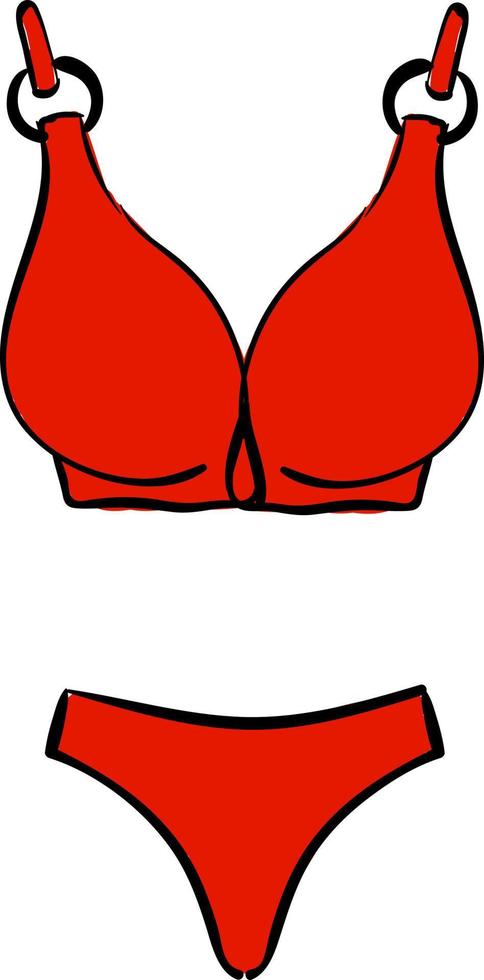Red swimsuit, illustration, vector on white background.