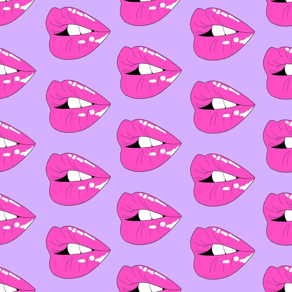 de patrones sin fisuras con labios de mujer rosa. tema de amor, diseño femenino. ilustración vectorial dibujada a mano vector