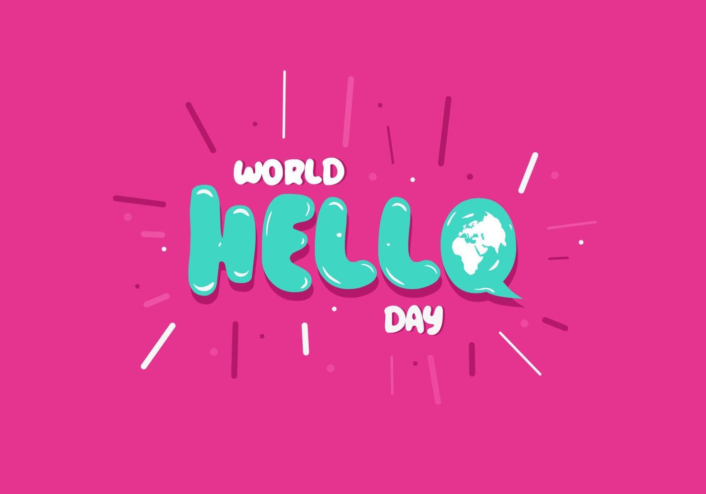 World hello day background with big hello word on purple color. vector