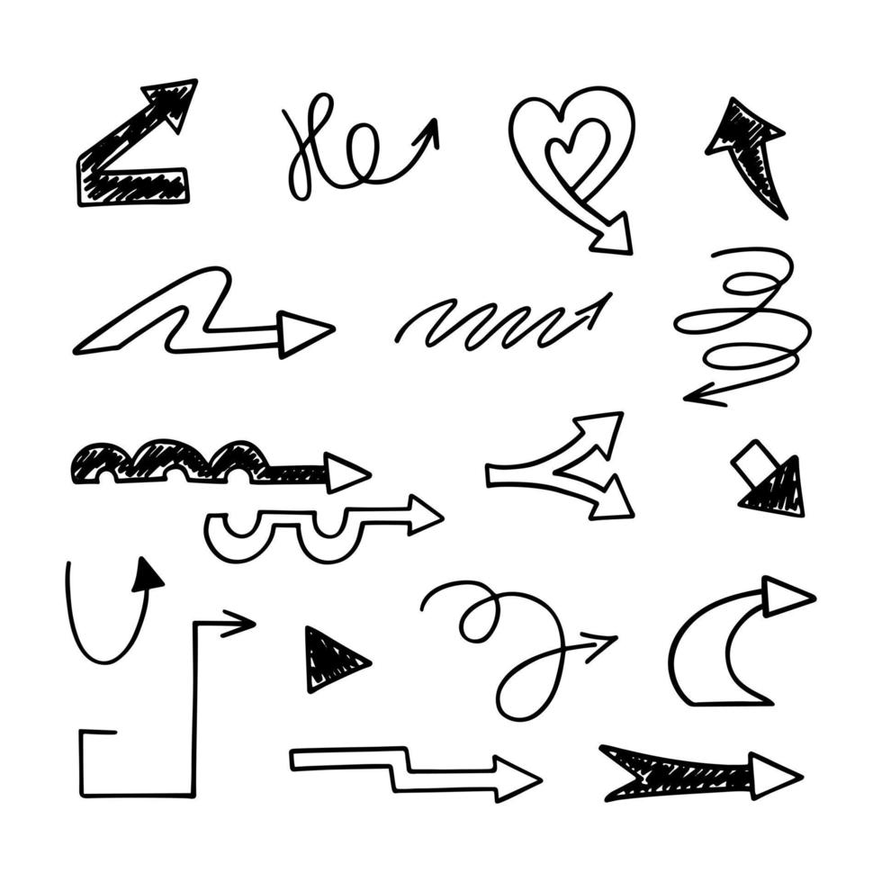 Vector set of hand drawn arrows, elements for presentation