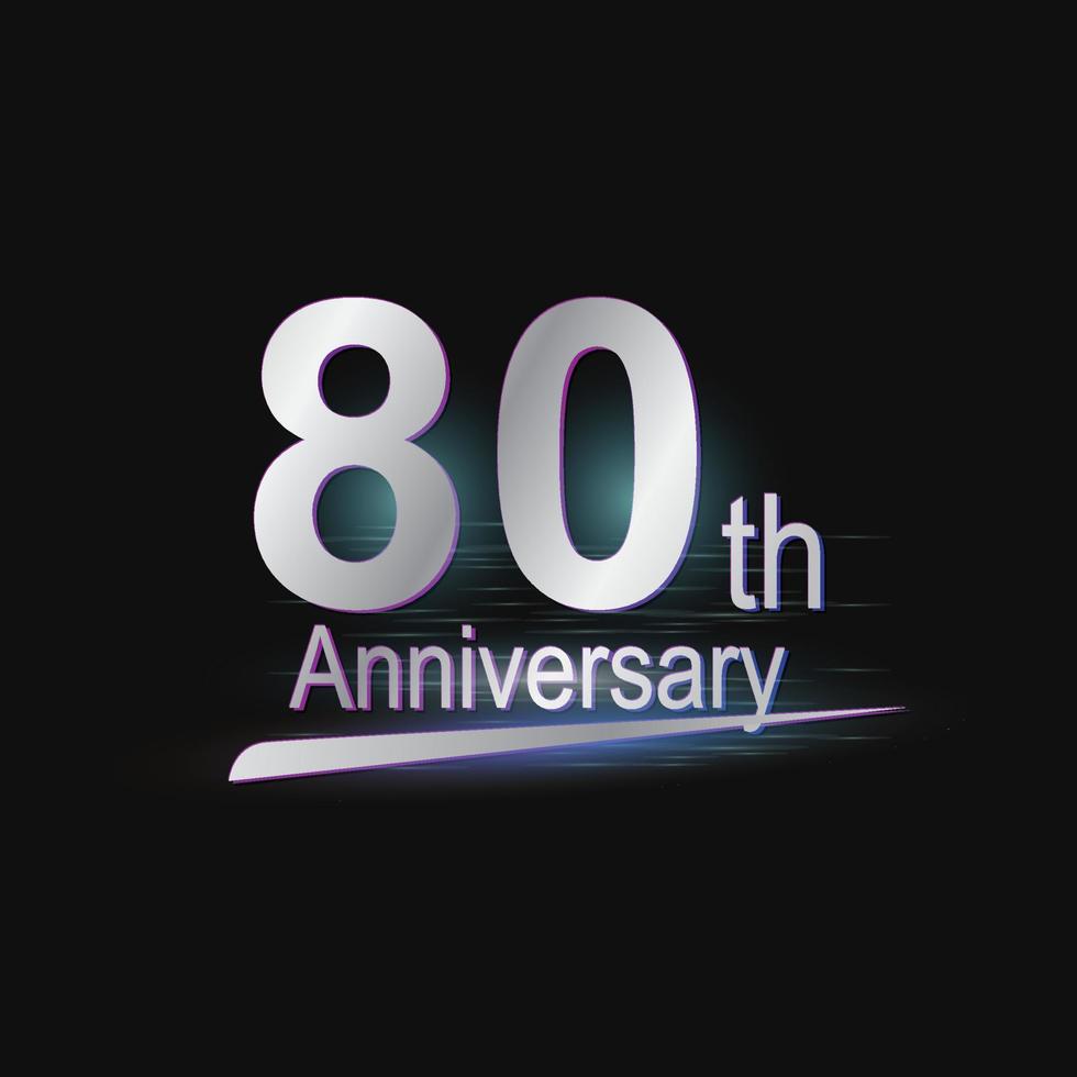logotipo moderno de celebración de aniversario de 80 años de plata vector