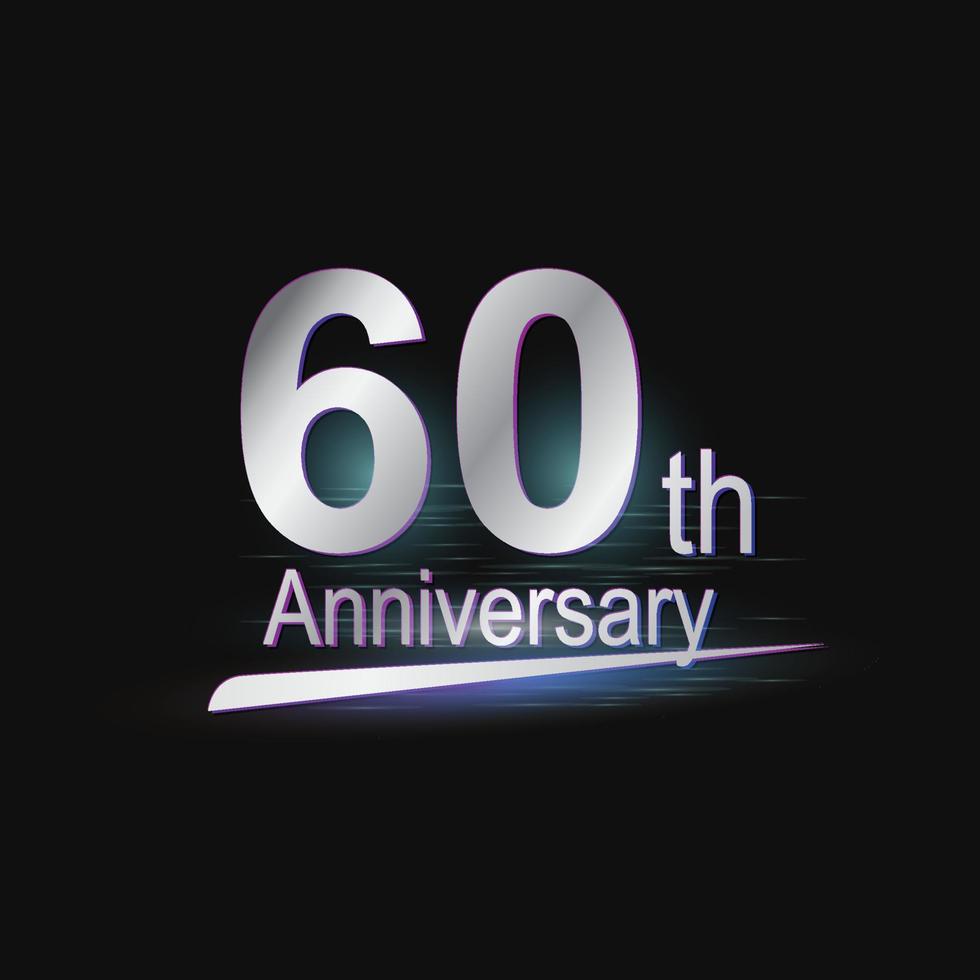 logotipo moderno de celebración de aniversario de 60 años de plata vector
