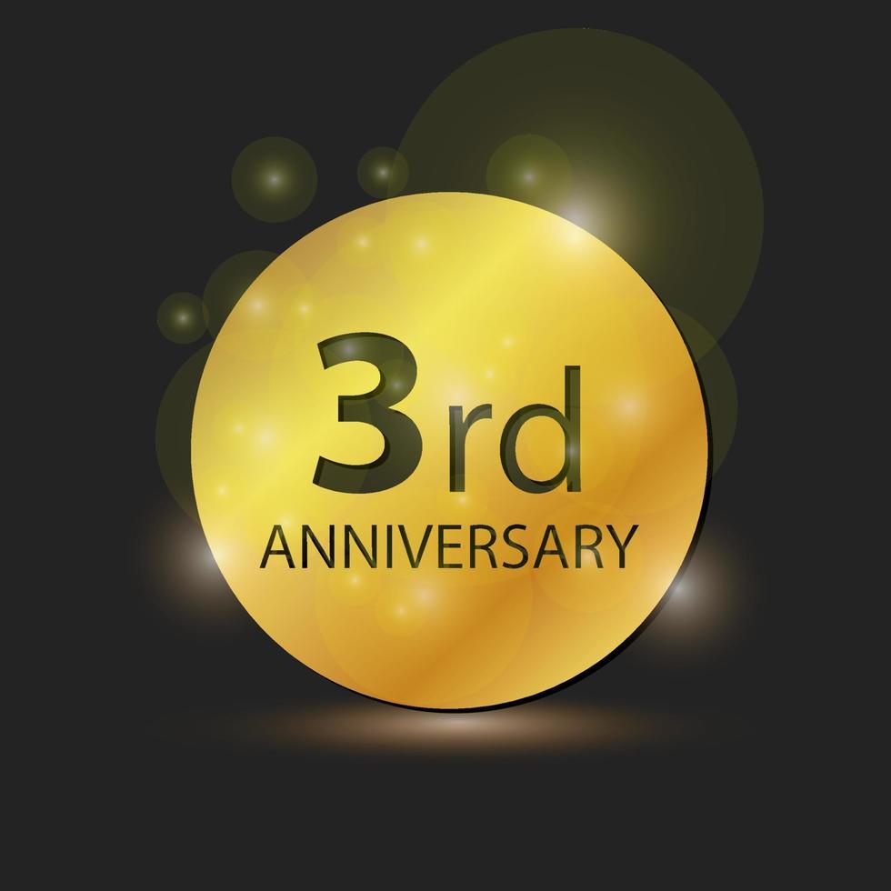 Gold circle plate Elegant logo 3rd year anniversary celebration vector