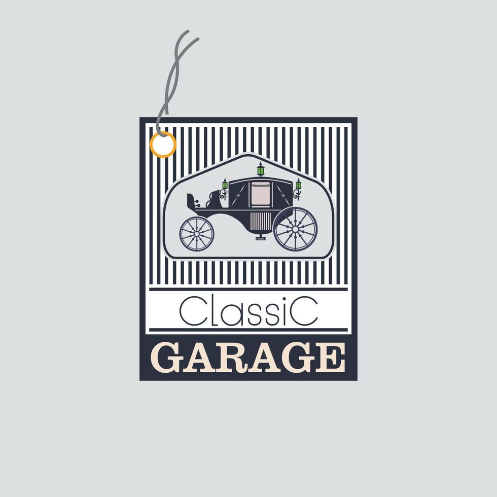 diseño de plantilla de logotipo de garaje de vagón clásico de carruaje vintage para marca o empresa y otros vector