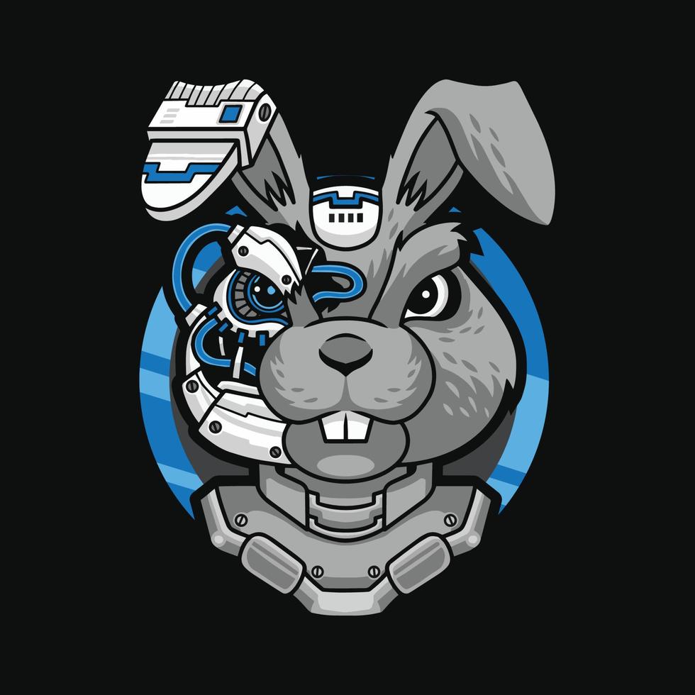 Cyberpunk rabbit illustration premium vector