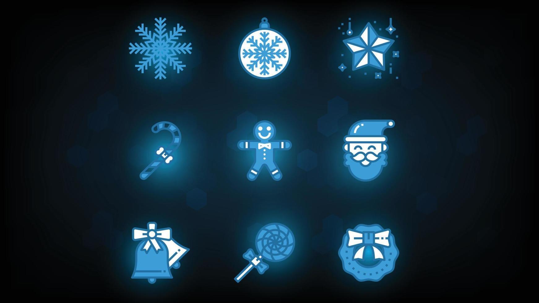 Christmas icons set background light blue. Vector illustrations.