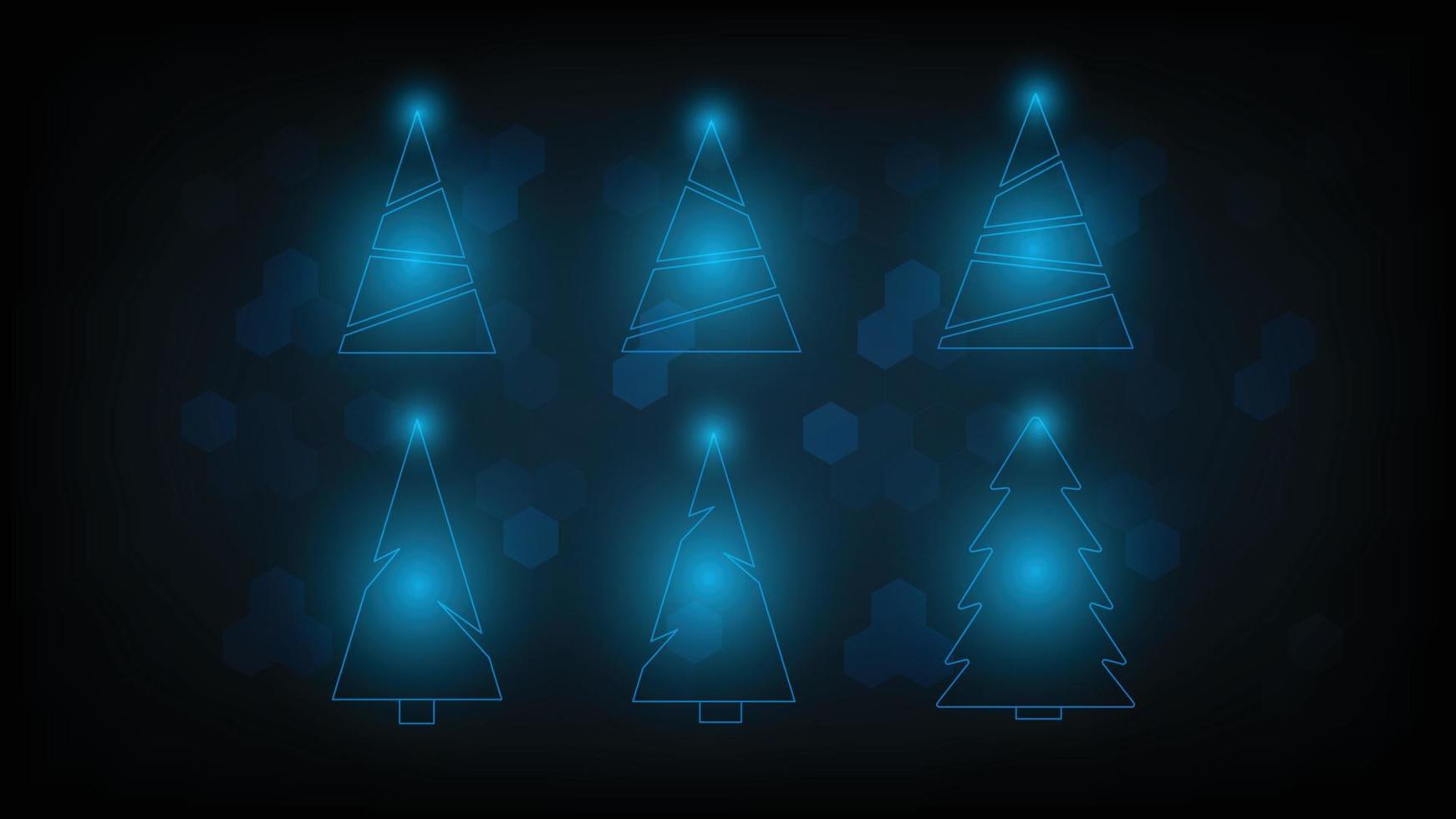 Christmas Tree thin line icons set. Outline sign kit of xmas trendy. Stylized linear icons of artificial snow, spruce, present box fir. Simple christmas tree symbol with reflection vector Illustration