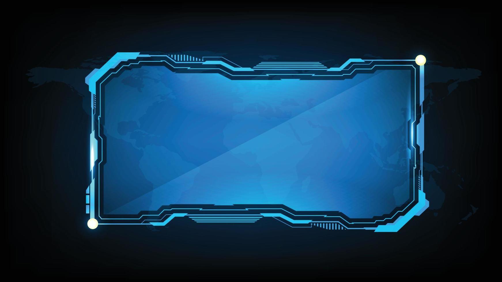 Abstract futuristic background of blue glowing technology sci fi frame hud ui vector