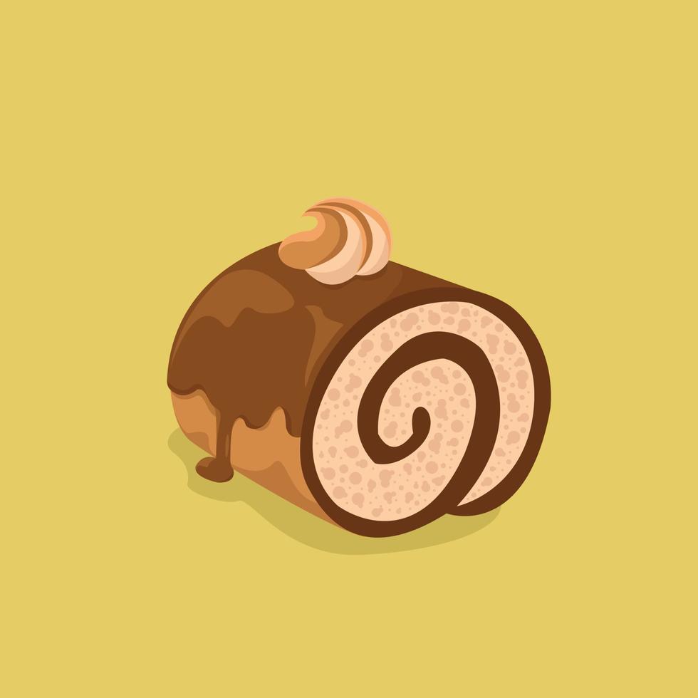 vector de ilustración de comida de postre de pastel de rollo