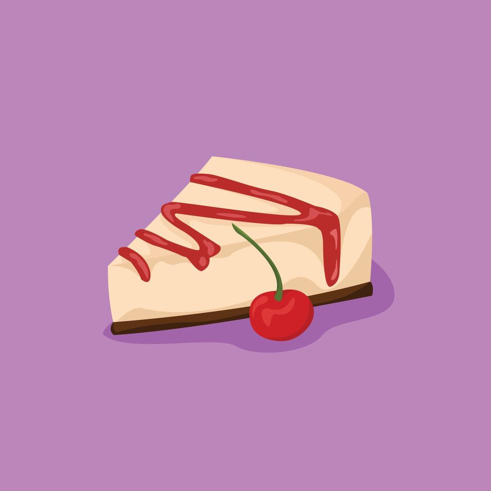 Cheesecake with Berry Syrup Illustration Vector