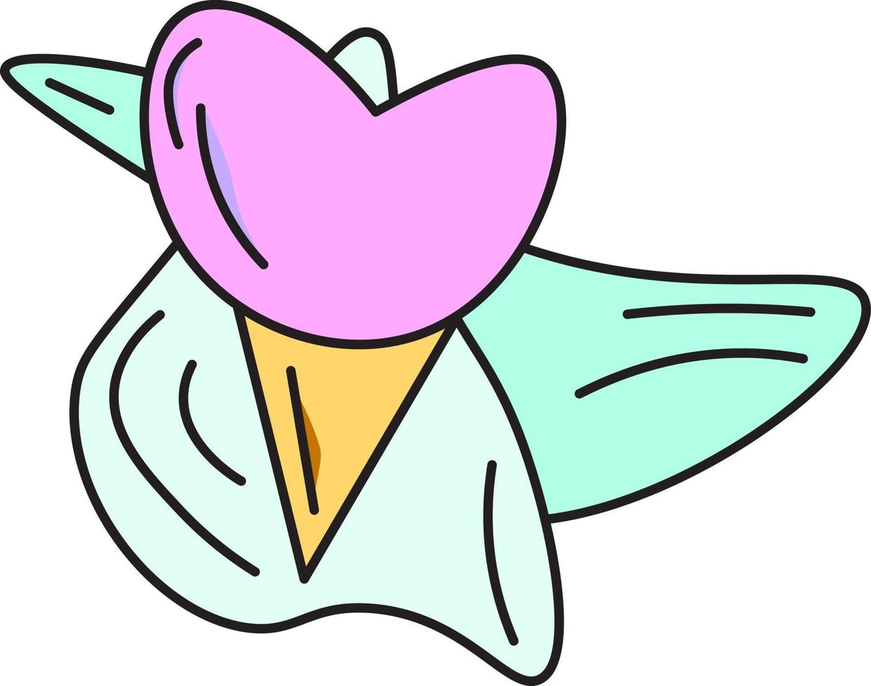 Dessert ice cream, icon illustration, vector on white background