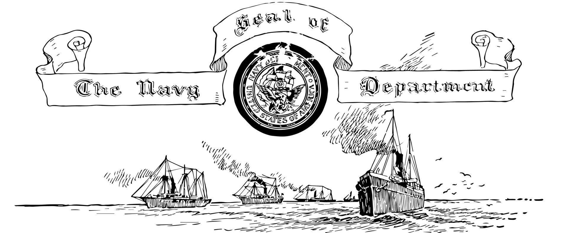 The United States seal of the Navy Deparment, vintage illustration vector