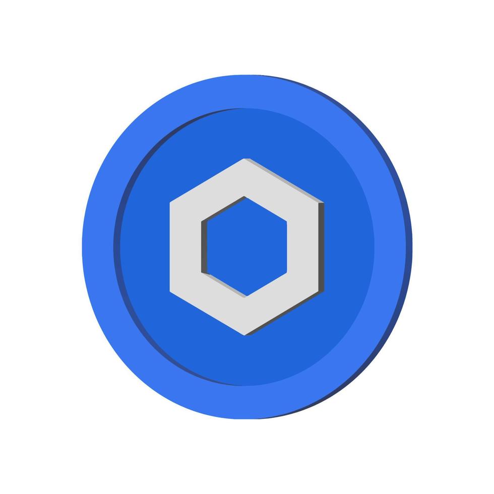 Chainlink crypto coin. Cryptocurrency isometric illustration. vector