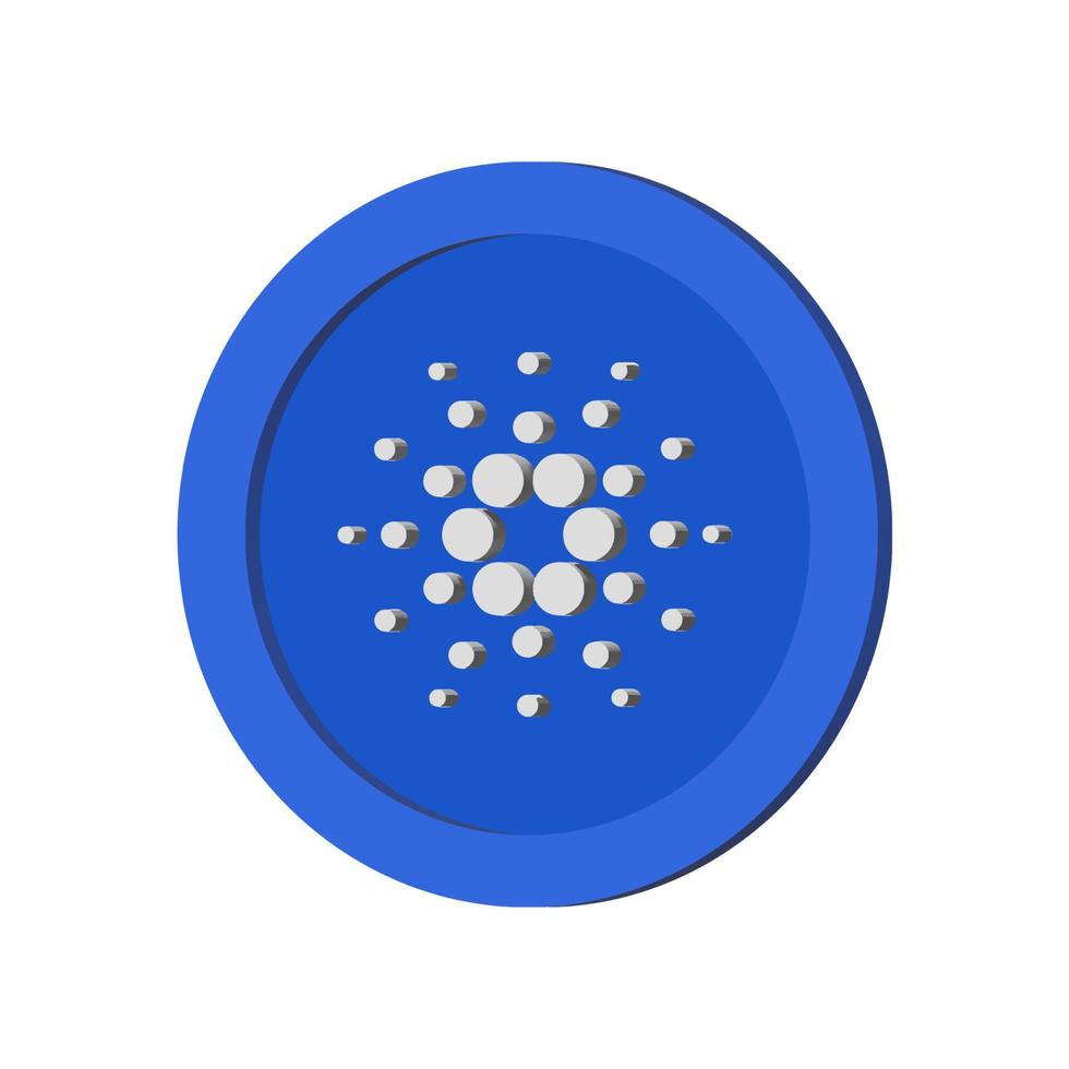 Cardano crypto coin. Cryptocurrency isometric illustration. vector