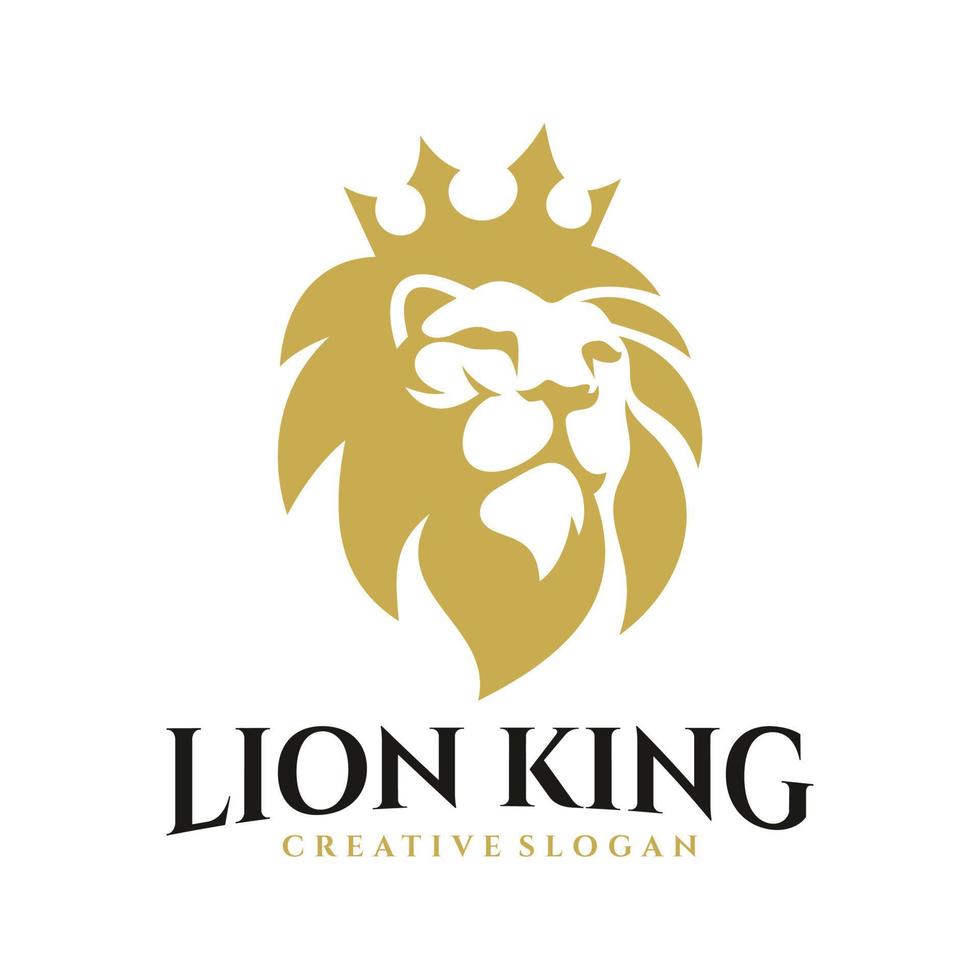 plantilla de logotipo de corona de león real. elegante símbolo de la cresta de león dorado. icono de identidad de la marca king premium vector