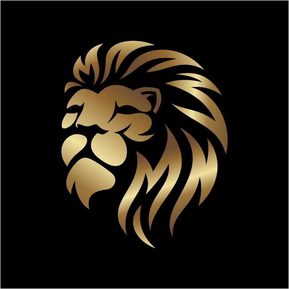 plantilla de logotipo de corona de león real. elegante símbolo de la cresta de león dorado. icono de identidad de la marca king premium vector