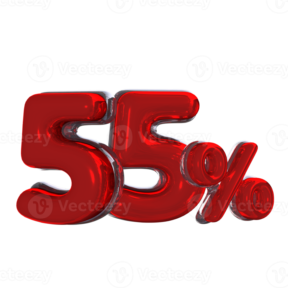 3D number Mental Red 55 Percent png