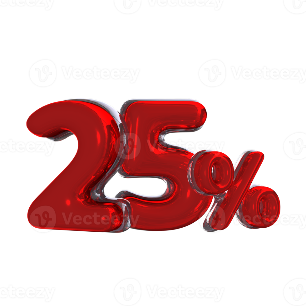 3D number Mental Red 25 Percent png