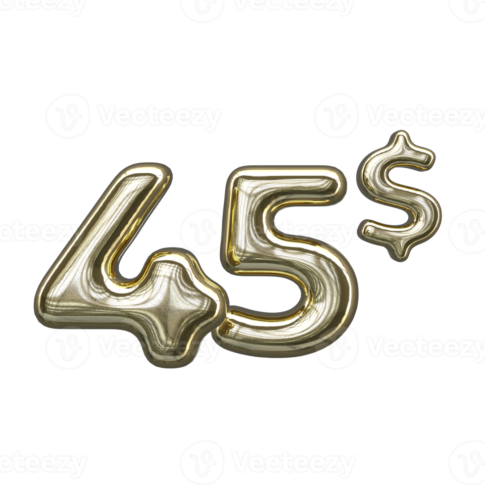 Pricing 3D number Mental Gold 45 dollar png