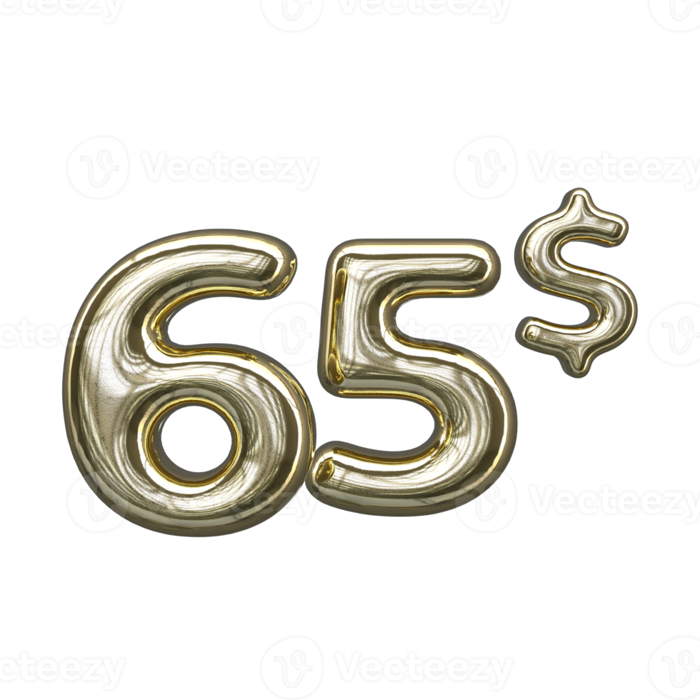 Pricing 3D number Mental Gold 65 dollar png