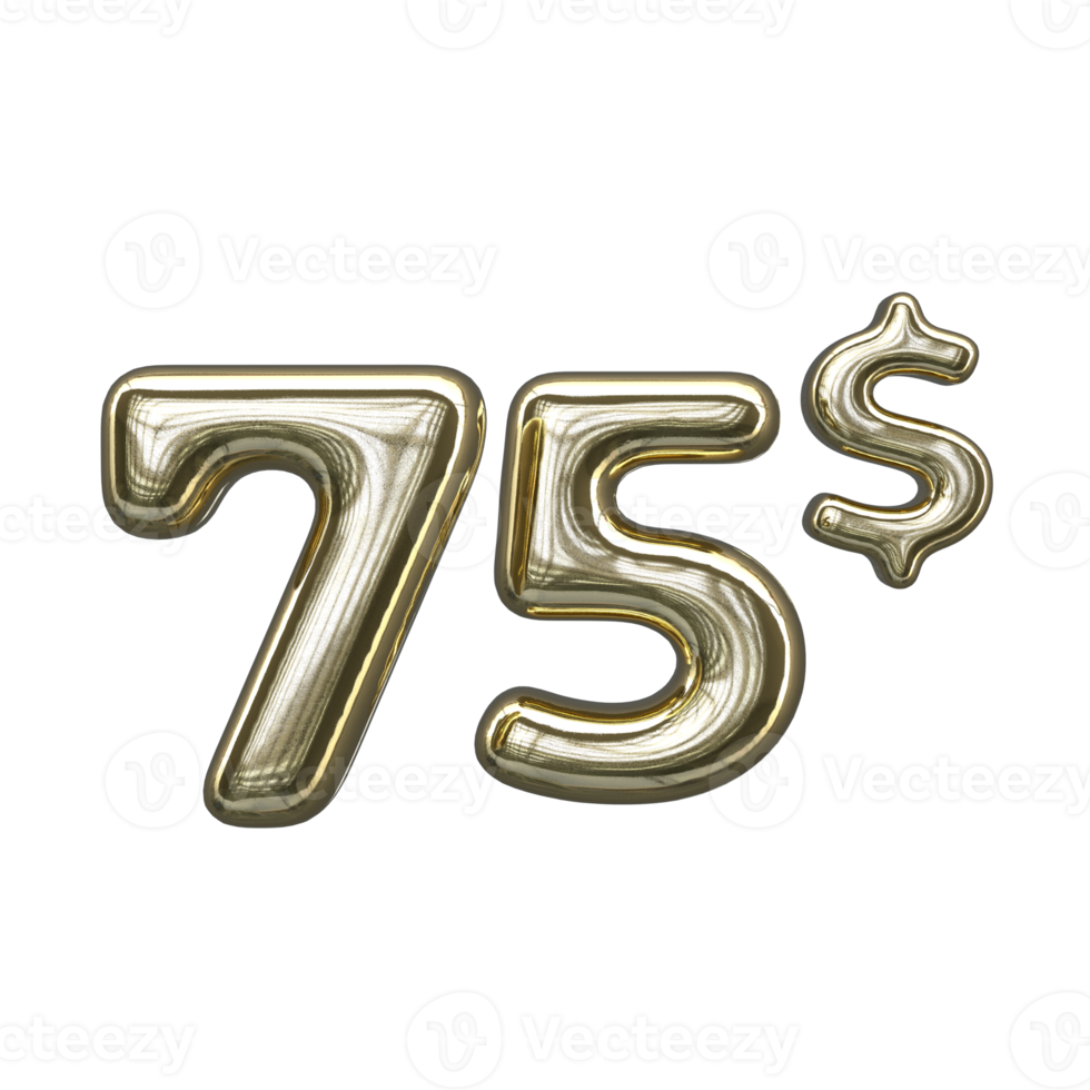 Pricing 3D number Mental Gold 75 dollar png