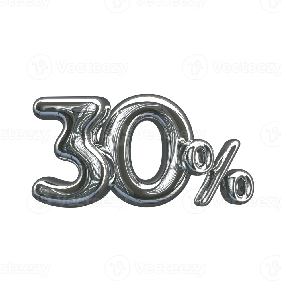3D Number Mental Silver 30 Percent 13741809 PNG 3d-number-mental-silver-30-percent-13741809-png