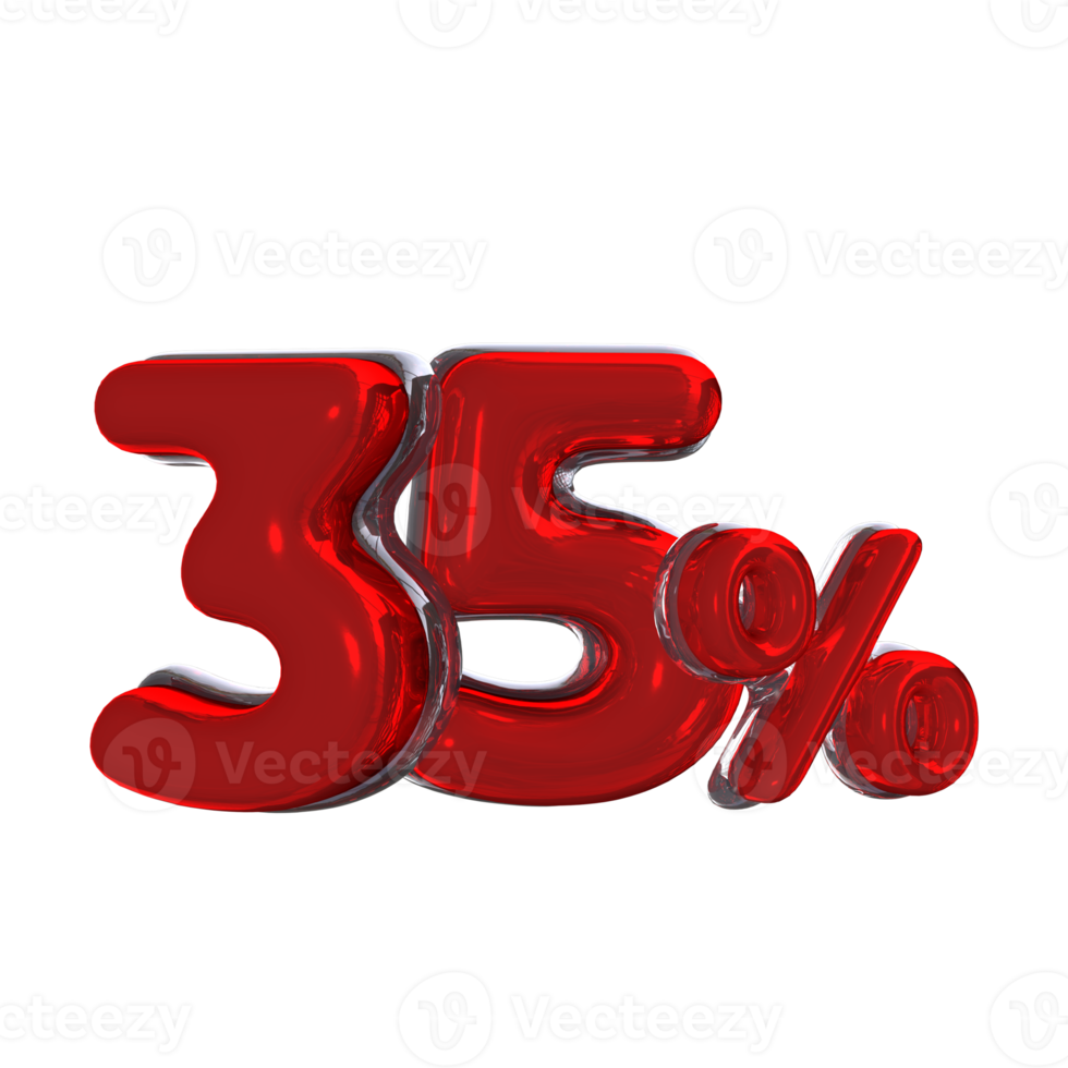 3D number Mental Red 35 Percent png