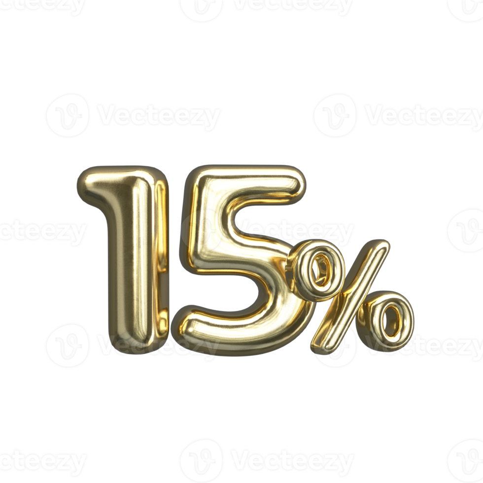 Pricing 3D number Mental Gold 15 Percent png