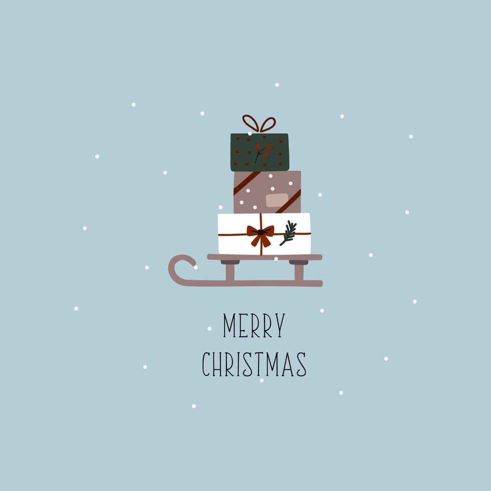 Christmas card with presents vector