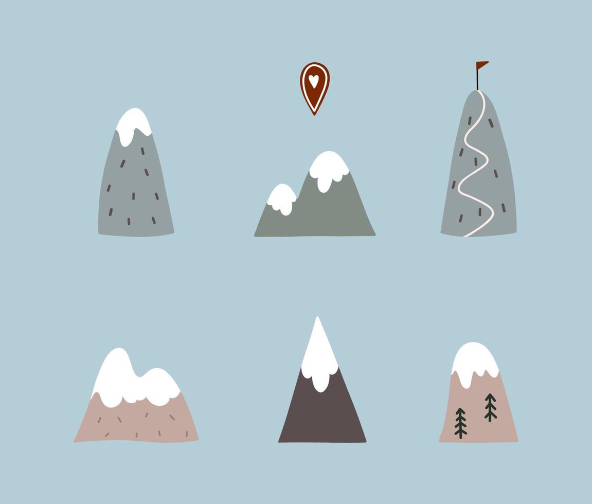 Winter mountains set vector