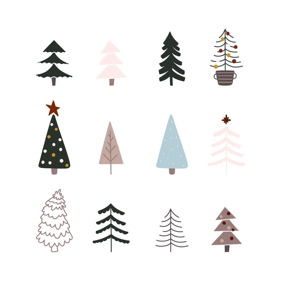 Christmas pine trees set vector