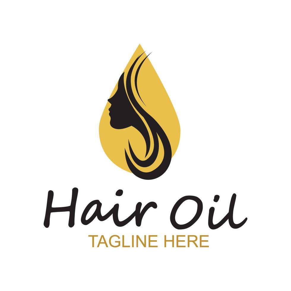 hair oil essential logo with drop oil and hair logo symbol-vector vector