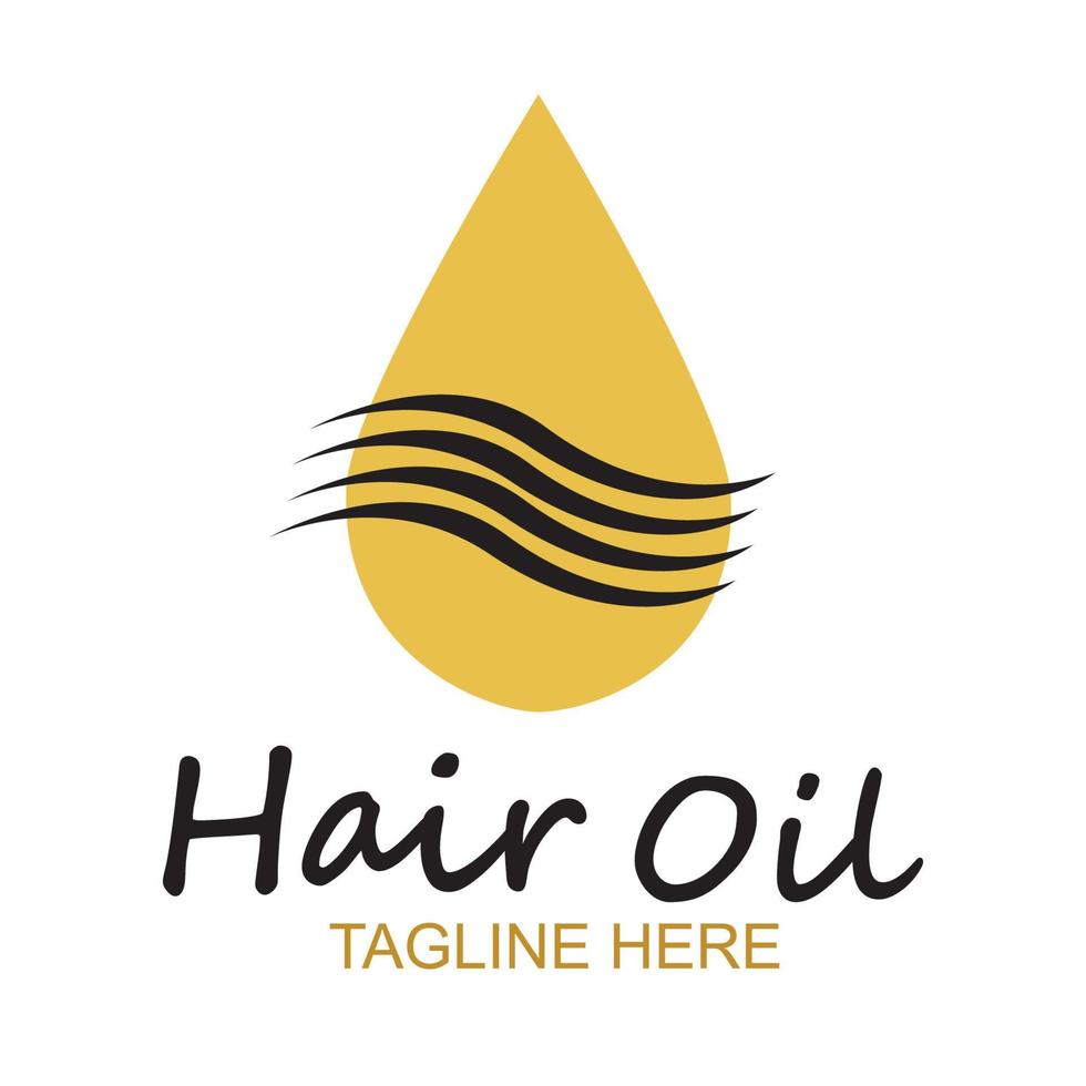 Logotipo esencial de aceite para el cabello con gota de aceite y símbolo-vector del logotipo del cabello vector