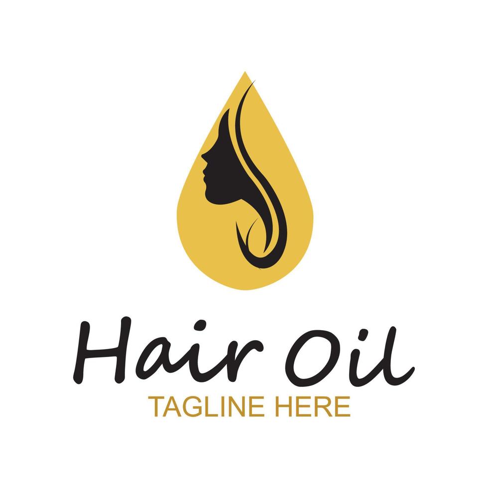 hair oil essential logo with drop oil and hair logo symbol-vector vector