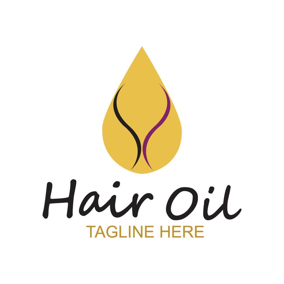 hair oil essential logo with drop oil and hair logo symbol-vector vector