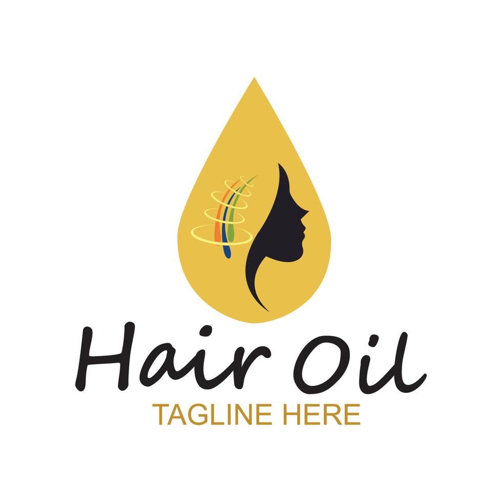 hair oil essential logo with drop oil and hair logo symbol-vector vector
