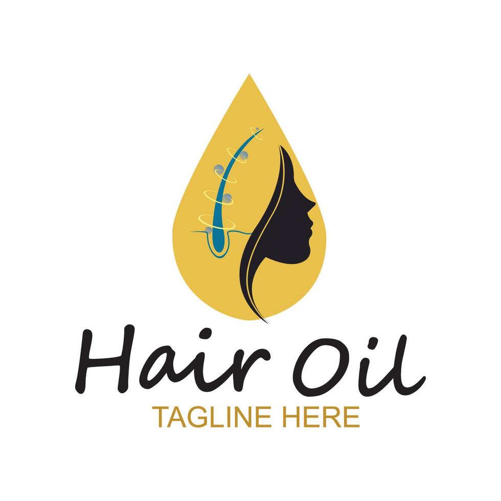 hair oil essential logo with drop oil and hair logo symbol-vector vector