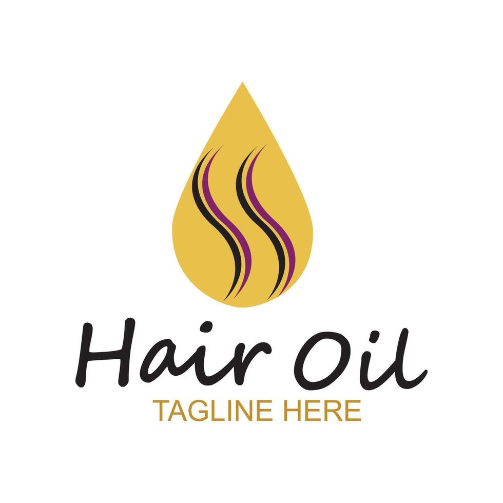 hair oil essential logo with drop oil and hair logo symbol-vector