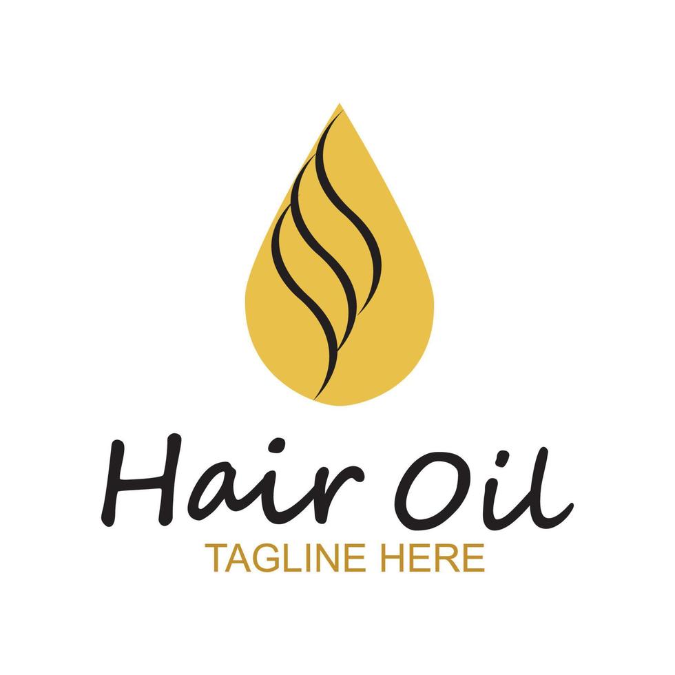 Logotipo esencial de aceite para el cabello con gota de aceite y símbolo-vector del logotipo del cabello vector