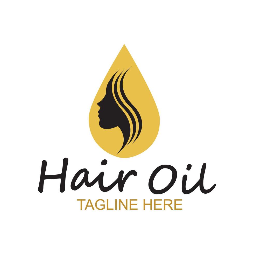 Logotipo esencial de aceite para el cabello con gota de aceite y símbolo-vector del logotipo del cabello vector