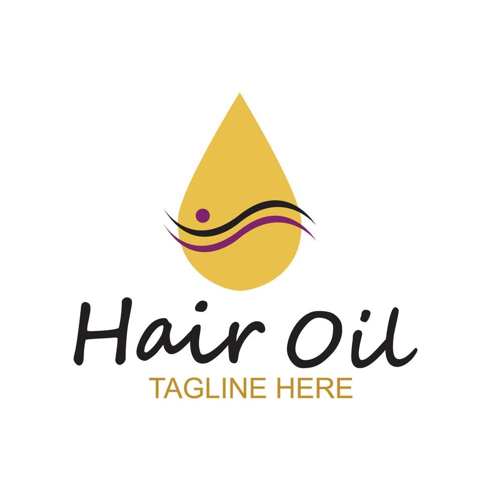 hair oil essential logo with drop oil and hair logo symbol-vector vector