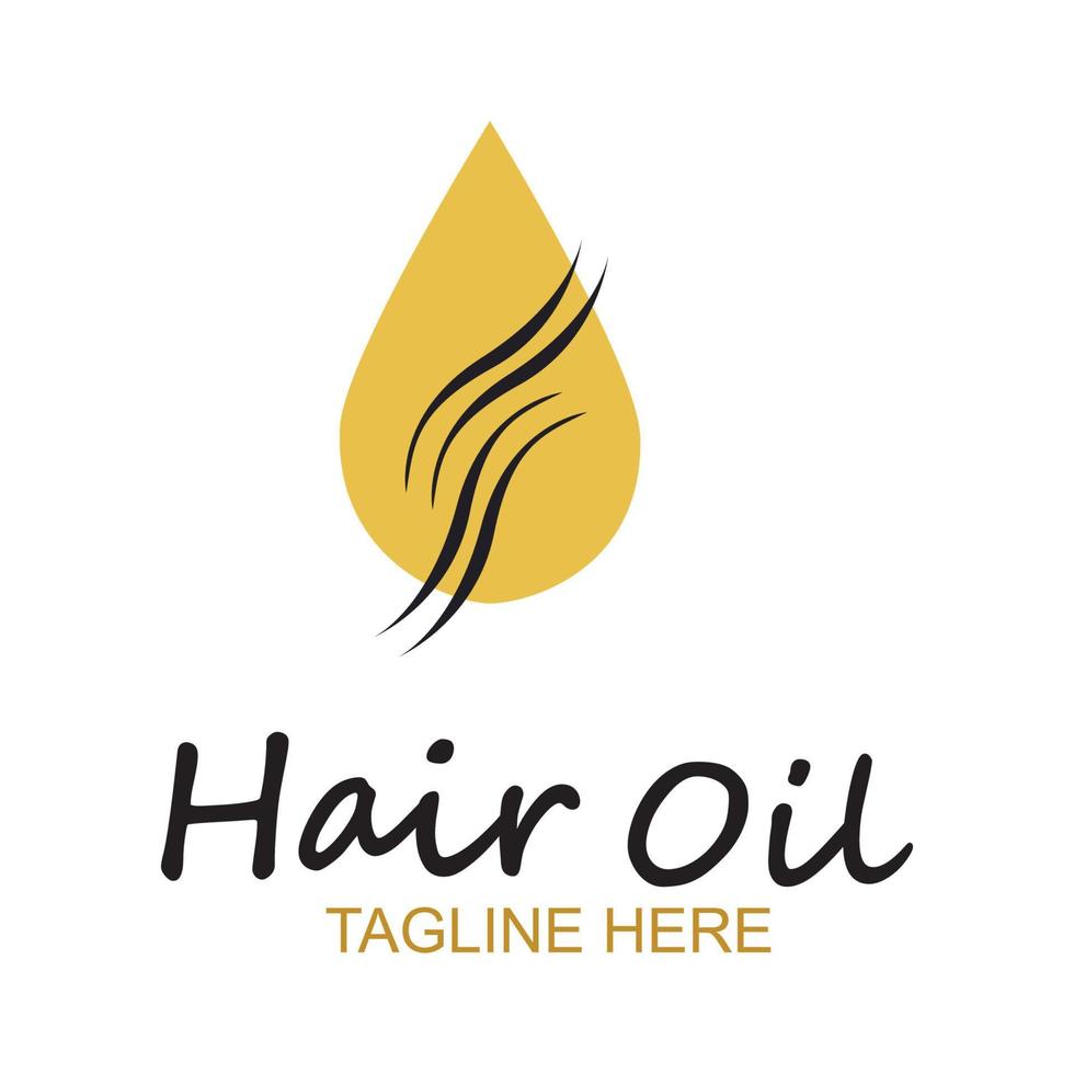 Logotipo esencial de aceite para el cabello con gota de aceite y símbolo-vector del logotipo del cabello vector