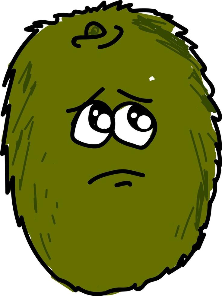 Sad kiwi, illustration, vector on white background.