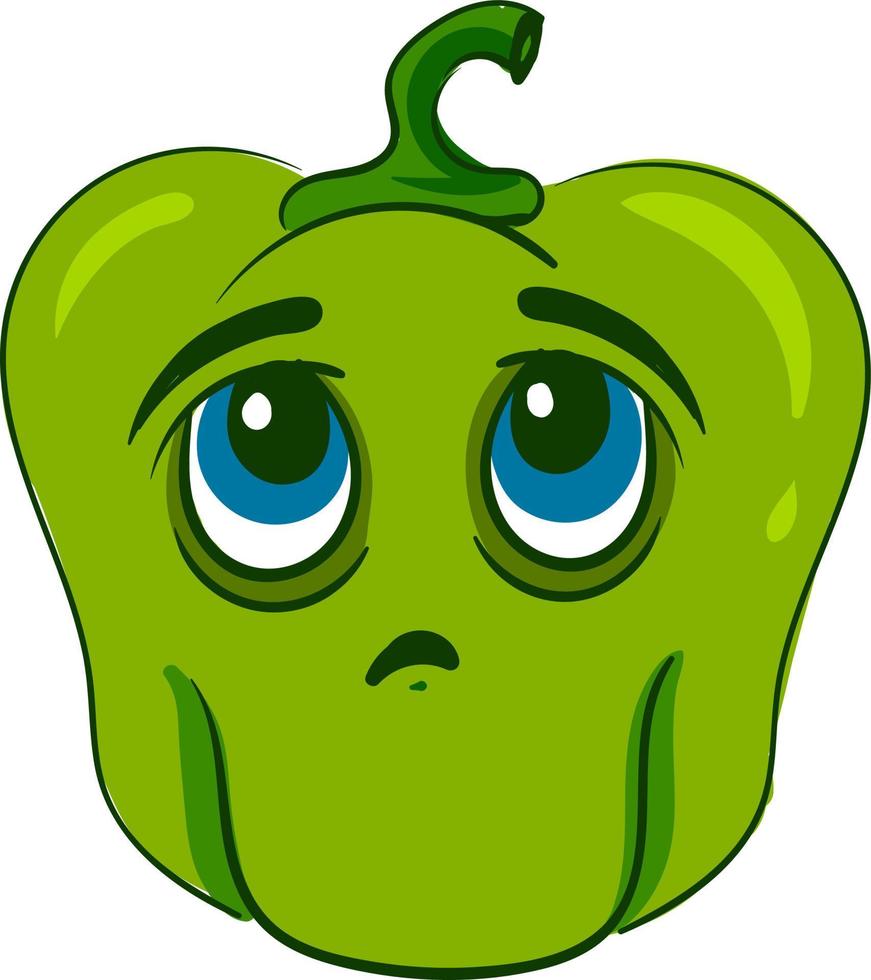 Sad pepper, illustration, vector on white background