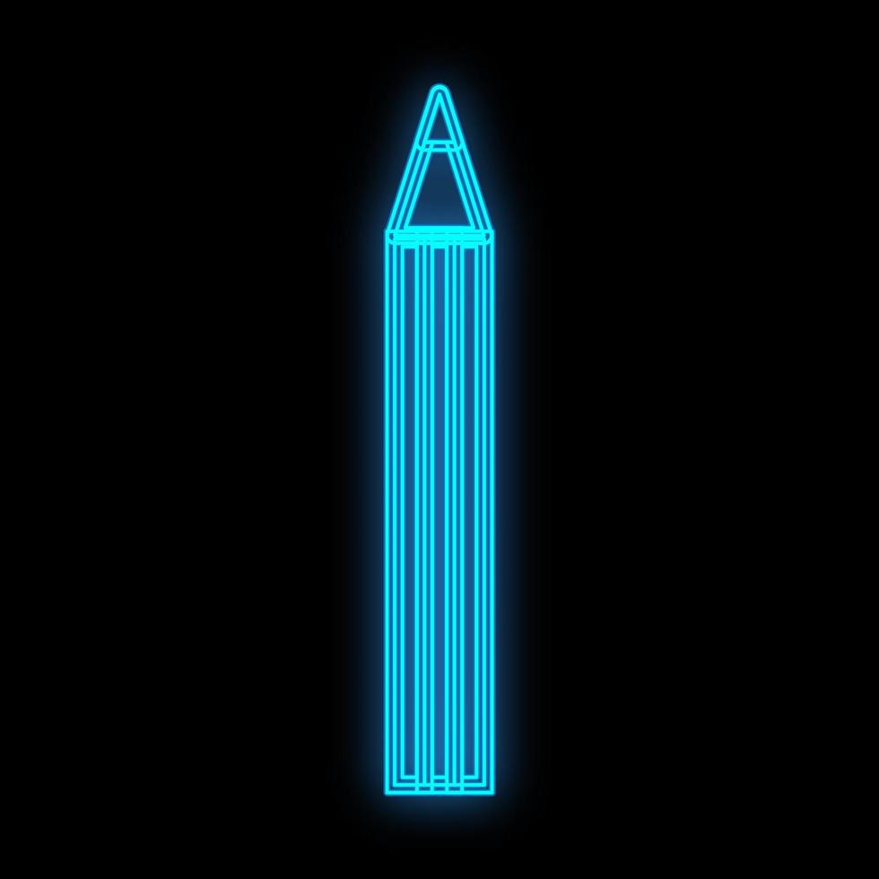 blue neon pencil for eyes on a black matte background. pencil for drawing and creating a contour on the eyelids. makeup artist tool. icon and sign for a beauty bar. vector illustration