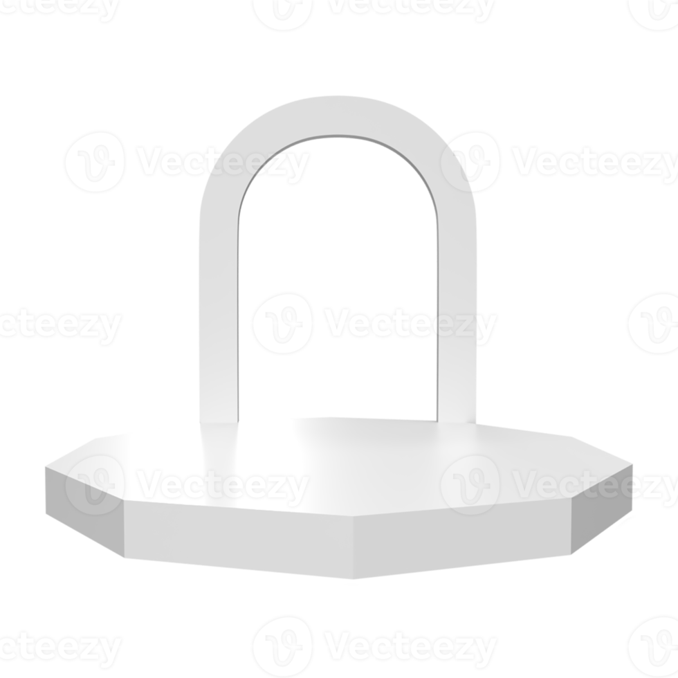 Podium white product display stand or pedestal on advertising background. 3D rendering. png