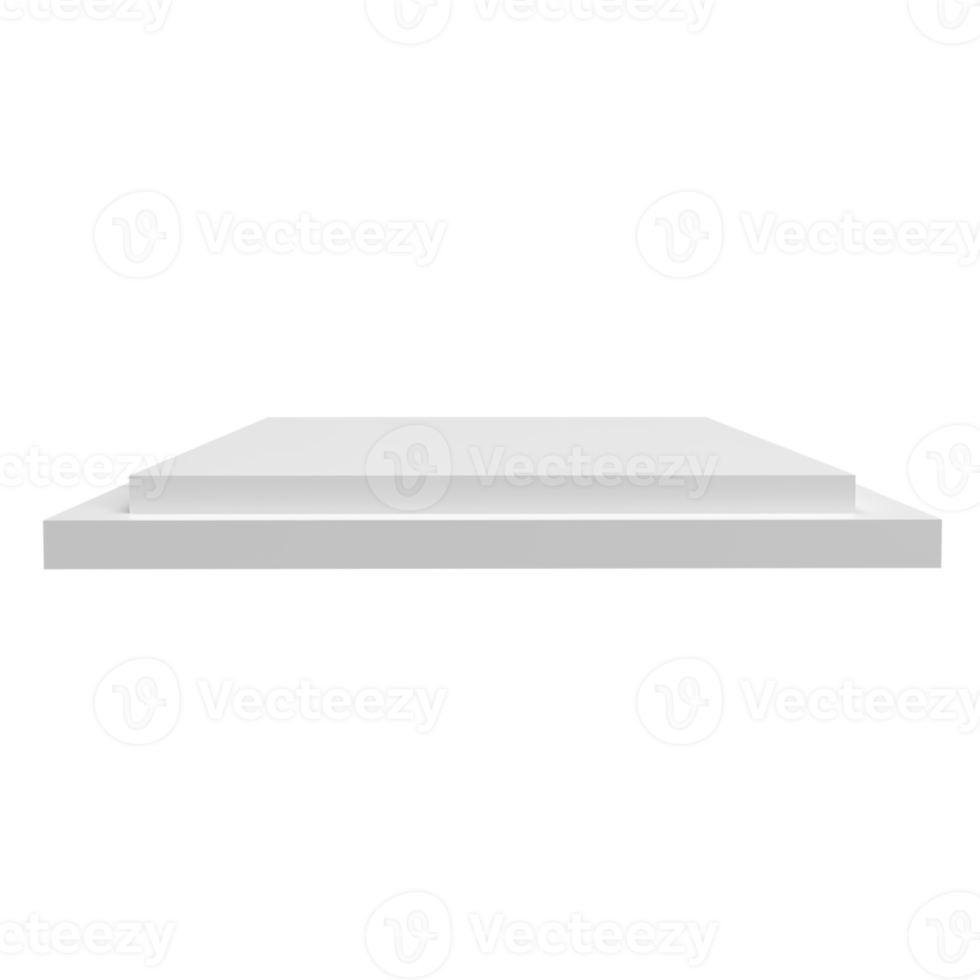 Podium white product display stand or pedestal on advertising background. 3D rendering. png