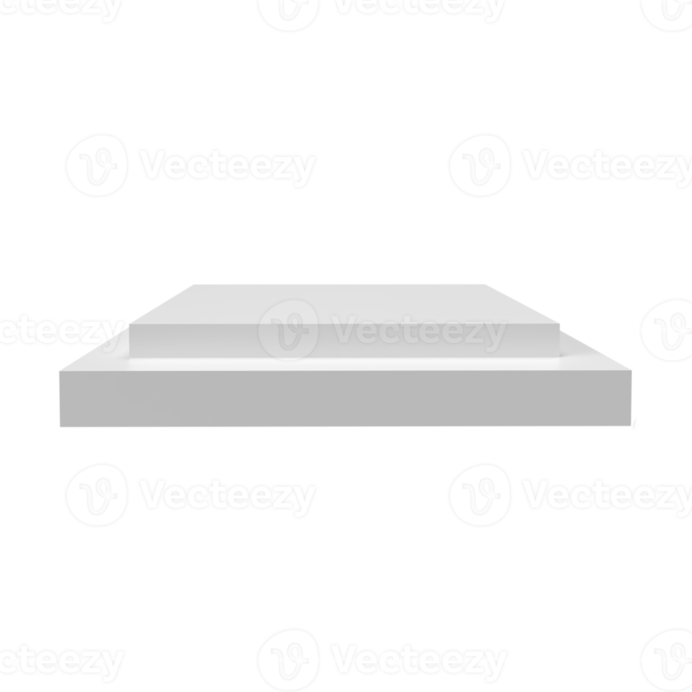Podium white product display stand or pedestal on advertising background. 3D rendering. png