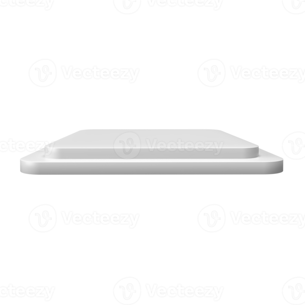 Podium white product display stand or pedestal on advertising background. 3D rendering. png